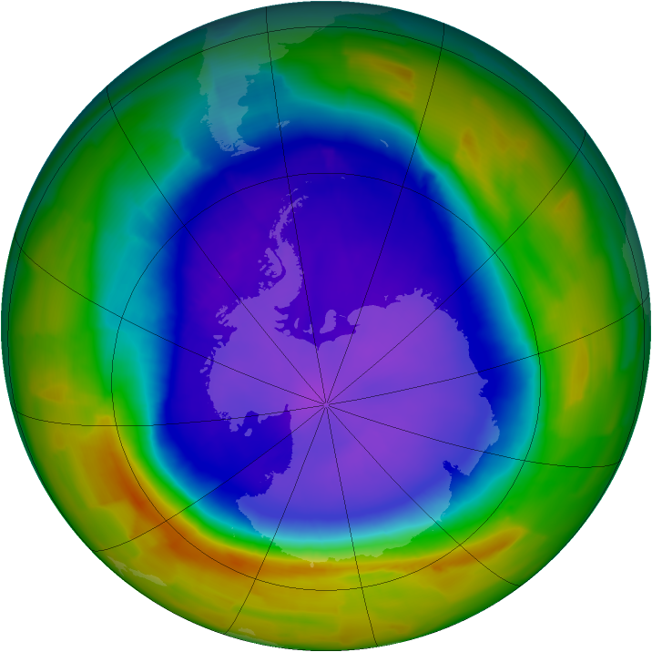 Antarctic ozone map for 27 September 2011